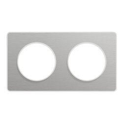 Plaque de finition Odace Touch S520804J Aluminium brossé et blanc 2 postes