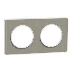 Plaque de finition Odace Touch S520804KG Kvadrat en tissus Perle et liseré blanc 2 postes
