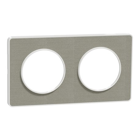 Plaque de finition Odace Touch S520804KG Kvadrat en tissus Perle et liseré blanc 2 postes Plaque de finition Odace Touch S520804KG Kvadrat en tissus Perle et liseré blanc 2 postes