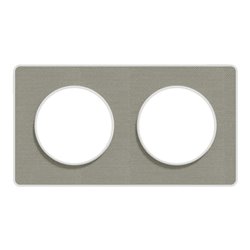 Plaque de finition Odace Touch S520804KG Kvadrat en tissus Perle et liseré blanc 2 postes