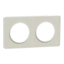 Plaque de finition Odace Touch S520804KW Kvadrat en tissus Craie et liseré blanc 2 postes