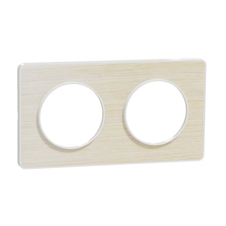 Plaque de finition Odace Touch S520804M Blanc et bois nordique 2 postes Plaque de finition Odace Touch S520804M Blanc et bois nordique 2 postes