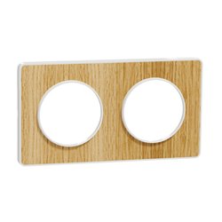 Plaque de finition Odace Touch S520804N Blanc et bois naturel 2 postes