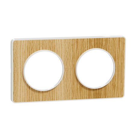 Plaque de finition Odace Touch S520804N Blanc et bois naturel 2 postes Plaque de finition Odace Touch S520804N Blanc et bois naturel 2 postes