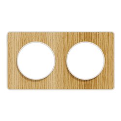 Plaque de finition Odace Touch S520804N Blanc et bois naturel 2 postes