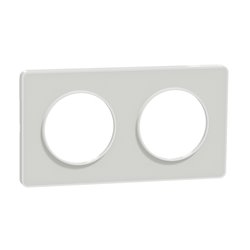 Plaque de finition Odace Touch S520804R Blanc et translucide blanc 2 postes