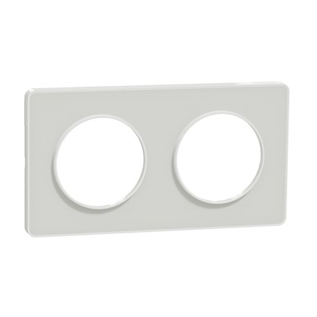 Plaque de finition Odace Touch S520804R Blanc et translucide blanc 2 postes Plaque de finition Odace Touch S520804R Blanc et translucide blanc 2 postes
