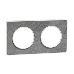 Plaque de finition Odace Touch S520804U Blanc et pierre galet 2 postes