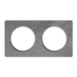 Plaque de finition Odace Touch S520804U Blanc et pierre galet 2 postes