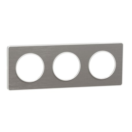 Plaque de finition Odace Touch S520806J Aluminium brossé et blanc 3 postes Plaque de finition Odace Touch S520806J Aluminium brossé et blanc 3 postes