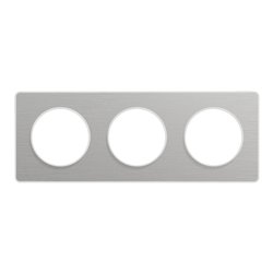 Plaque de finition Odace Touch S520806J Aluminium brossé et blanc 3 postes