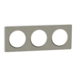 Plaque de finition Odace Touch S520806KG Kvadrat en tissus Perle et liseré blanc 3 postes