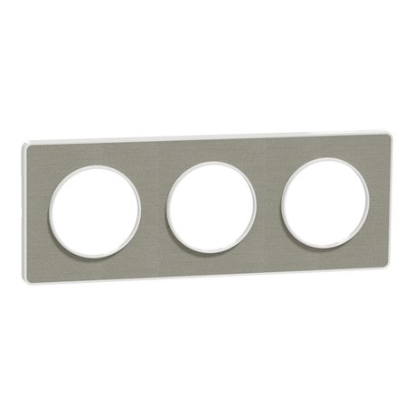 Plaque de finition Odace Touch S520806KG Kvadrat en tissus Perle et liseré blanc 3 postes Plaque de finition Odace Touch S520806KG Kvadrat en tissus Perle et liseré blanc 3 postes