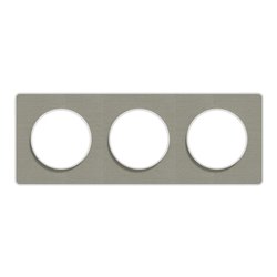 Plaque de finition Odace Touch S520806KG Kvadrat en tissus Perle et liseré blanc 3 postes