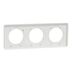 Plaque de finition Odace Touch S520806KG Kvadrat en tissus Perle et liseré blanc 3 postes