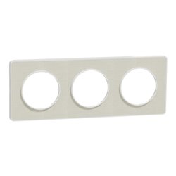 Plaque de finition Odace Touch S520806KW Kvadrat en tissus Craie et liseré blanc 3 postes