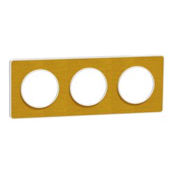 Plaque de finition Odace Touch S520806KY Kvadrat en tissus Ocre et liseré blanc 3 postes