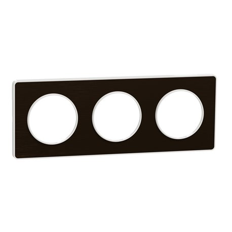 Plaque de finition Odace Touch S520806L Bronze brossé et blanc 3 postes