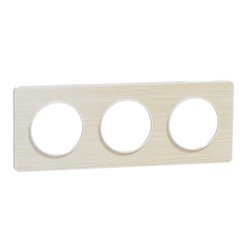Plaque de finition Odace Touch S520806M Blanc et bois nordique 3 postes