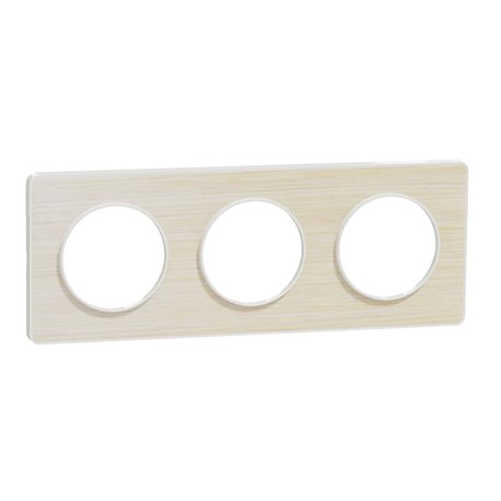 Plaque de finition Odace Touch S520806M Blanc et bois nordique 3 postes Plaque de finition Odace Touch S520806M Blanc et bois nordique 3 postes