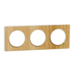 Plaque de finition Odace Touch S520806N Blanc et bois naturel 3 postes
