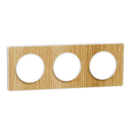 Plaque de finition Odace Touch S520806N Blanc et bois naturel 3 postes Plaque de finition Odace Touch S520806N Blanc et bois naturel 3 postes