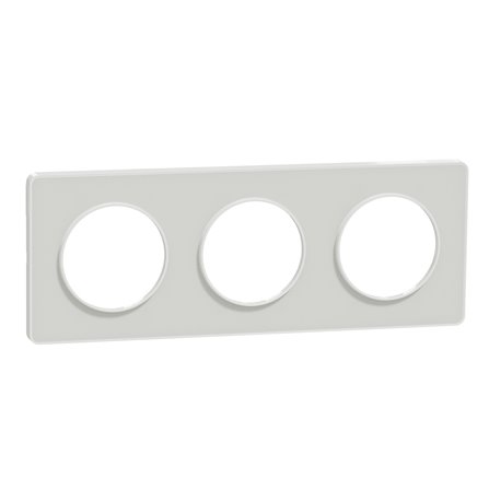 Plaque de finition Odace Touch S520806R Blanc et translucide blanc 3 postes Plaque de finition Odace Touch S520806R Blanc et translucide blanc 3 postes