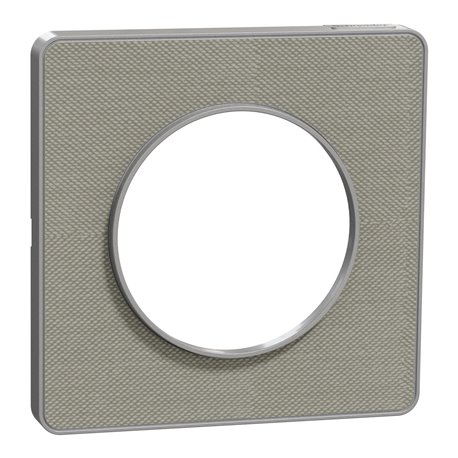 Plaque de finition Odace Touch S530802KG Kvadrat en tissus Perle liseré aluminium 1 poste Plaque de finition Odace Touch S530802KG Kvadrat en tissus Perle liseré aluminium 1 poste