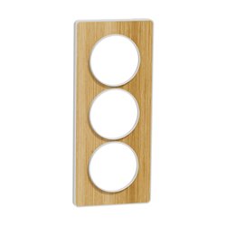 Plaque de finition Odace Touch S520816N Blanc et bois naturel 3 postes verticaux