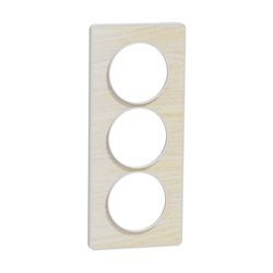 Plaque de finition Odace Touch S520816M Blanc et bois nordique 3 postes verticaux