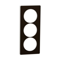 Plaque de finition Odace Touch S520816L Bronze brossé et blanc 3 postes verticaux