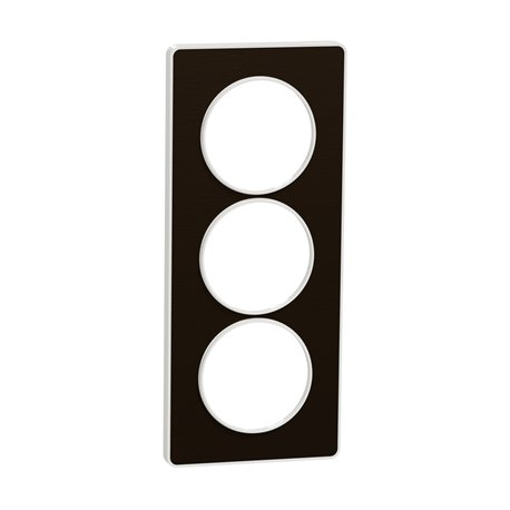Plaque de finition Odace Touch S520816L Bronze brossé et blanc 3 postes verticaux