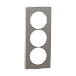 Plaque de finition Odace Touch S520816J Aluminium brossé et blanc 3 postes verticaux