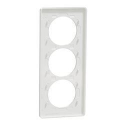 Plaque de finition Odace Touch S520816J Aluminium brossé et blanc 3 postes verticaux