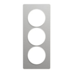 Plaque de finition Odace Touch S520816J Aluminium brossé et blanc 3 postes verticaux