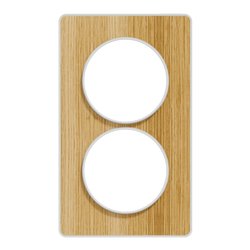 Plaque de finition Odace Touch S520814N Blanc et bois naturel 2 postes verticaux