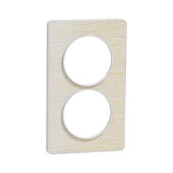 Plaque de finition Odace Touch S520814M Blanc et bois nordique 2 postes verticaux