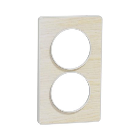Plaque de finition Odace Touch S520814M Blanc et bois nordique 2 postes verticaux Plaque de finition Odace Touch S520814M Blanc et bois nordique 2 postes verticaux