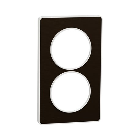 Plaque de finition Odace Touch S520814L Bronze brossé et blanc 2 postes verticaux Plaque de finition Odace Touch S520814L Bronze brossé et blanc 2 postes verticaux