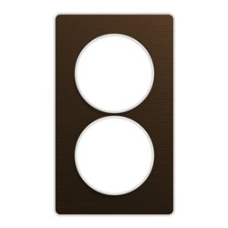 Plaque de finition Odace Touch S520814L Bronze brossé et blanc 2 postes verticaux