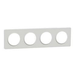 Plaque de finition Odace Touch S520808R Blanc et translucide blanc 4 postes
