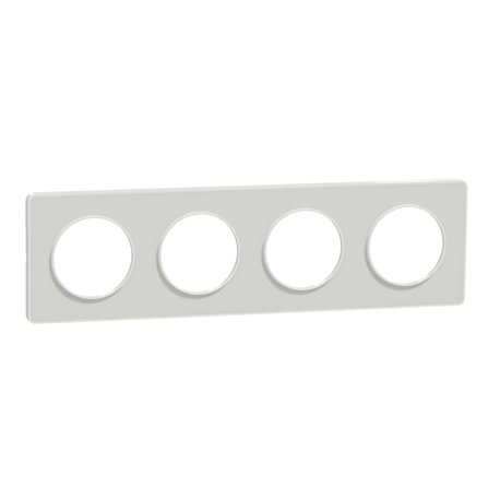 Plaque de finition Odace Touch S520808R Blanc et translucide blanc 4 postes Plaque de finition Odace Touch S520808R Blanc et translucide blanc 4 postes