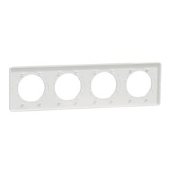 Plaque de finition Odace Touch S520808R Blanc et translucide blanc 4 postes