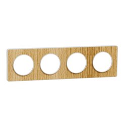 Plaque de finition Odace Touch S520808N Blanc et bois naturel 4 postes