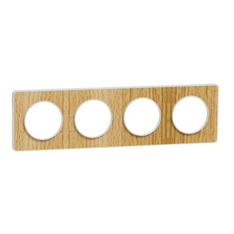 Plaque de finition Odace Touch S520808N Blanc et bois naturel 4 postes Plaque de finition Odace Touch S520808N Blanc et bois naturel 4 postes