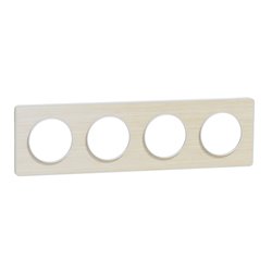 Plaque de finition Odace Touch S520808M Blanc et bois nordique 4 postes