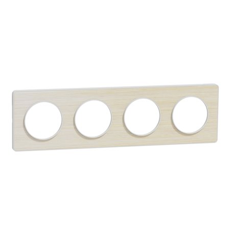 Plaque de finition Odace Touch S520808M Blanc et bois nordique 4 postes Plaque de finition Odace Touch S520808M Blanc et bois nordique 4 postes