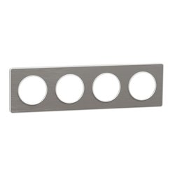 Plaque de finition Odace Touch S520808J Aluminium brossé et blanc 4 postes