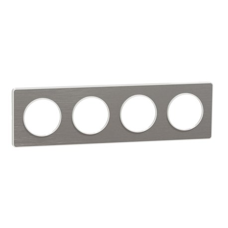 Plaque de finition Odace Touch S520808J Aluminium brossé et blanc 4 postes Plaque de finition Odace Touch S520808J Aluminium brossé et blanc 4 postes