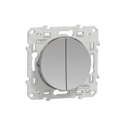 Bouton-poussoir double Odace S530216 Aluminium 